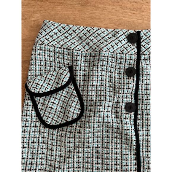 Vintage Y2k She's The 1 Sky Blue Tweed Button Wrap Short Skirt size Juniors 5 - Picture 4 of 6